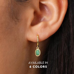 Green Fire Opal Charm Hoop Dangle Earrings • Opal Hoops • Gold Hoop Earrings • Delicate Opal Earrings • Minimalist Hoops - Etsy