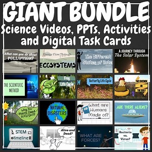 Science Videos, PPTs, Activities, and Task Cards Giant Bundle!