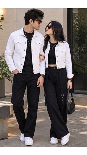 Denim, black & made for two 🤍🖤✨ #fashioninspo #ootdguide #fashion #couple #viral #shorts #yt #new