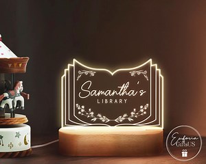 Personalized Library Sign, Custom Library Decor, Bookshelf Decor, Book Lover Gift, Bookish Gifts, Gifts for Readers, Birthday Gift for Her - Etsy