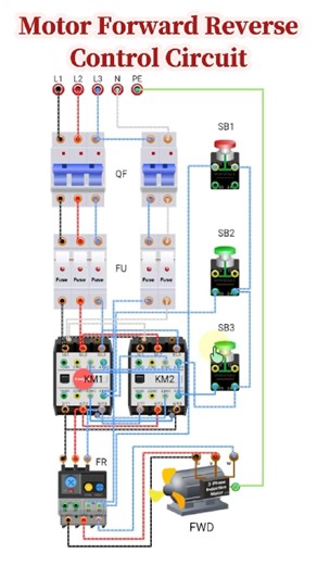Forward Reverse Motor Control Circuit | Forward Reverse Motor Control with Push Buttons #circuit