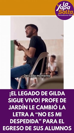 ¡EL LEGADO DE GILDA SIGUE VIVO! PROFE DE JARDÍN LE CAMBIÓ LA LETRA A “NO ES MI DESPEDIDA” PARA EL EGRESO DE SUS ALUMNOS No quedan dudas que la música de Gilda trasciende generaciones y sigue emocionando a niños, jóvenes y adultos. En este caso, un profe de jardín, aparentemente del área de música, decidió preparar con sus alumnos una canción y eligió nada más y nada menos que “No es mi Despedida”. En el video se puede observar como los niños cantando entusiasmados este clásico de la movida tropi