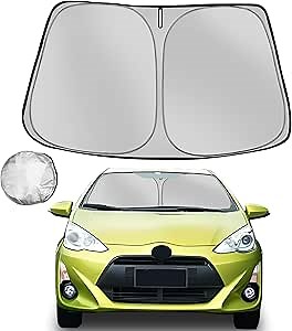 Windshield Sun Shade for 2012-2019 Prius C Toyota Foldable Sun Sunshade for Car Front Window Blocks UV Rays and Heat Automotive Interior Protector Custom Fit Accessories