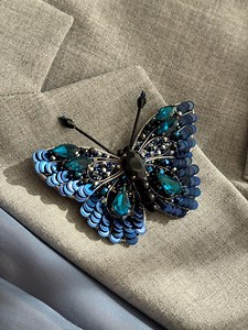 Blue Butterfly Brooch, Beaded Insect Pin, Gift for Girlfriend, Handmade Ukrainian Brooch, Artisan Jewelry, Brooch for Women, Nature Gift - Etsy