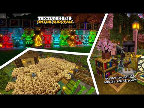 TEXTURE MINECRAFT 16x16 SUPER BERGUNA UNTUK SURVIVAL, ADA SHADERNYA !!!