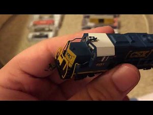 N scale Review: Bachmann CSX GP40, Atlas CSX GP15-1 and Exactrail trinity 6275 TTX plug door boxcars