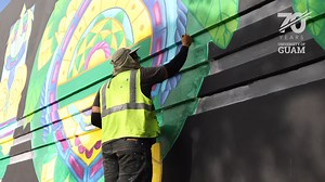 In honor of the University of Guam’s 70th anniversary, the typographical illustration by Austin Domingo is filled with motifs that embody the steadfast spirit of the University and the island. 🔱 Check out the mural once it's complete at the UOG Calvo Field House! | University of Guam - UOG