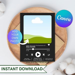 SPOTIFY Album Graduation Invitation - Instant, Editable, Download Canva - DIY Graduation Invitation - Digital Invite - Spotify Themed - Etsy Canada