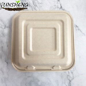 [Hot Item] Biodegradable Disposal Hamburger/Lunch/to Go Box in White Beige Color for Caming Take out Picnic