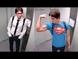 Another biceps flex in the elevator: secret identity revealed!