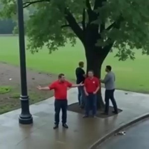 138K views · 122 reactions | Shocking Moment Caught on Camera: Lightning strikes four men taking shelter under a tree during a storm, but one man walks away without a scratch, and the reason will leave you speechless… Watch below. | Pregnancy Tube | Facebook