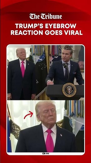 Trump’s epic eyebrow raise at War Secy Hegseth sparks viral reactions across social media.