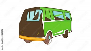 Classic van, retro style icon animation cartoon best object isolated on white background