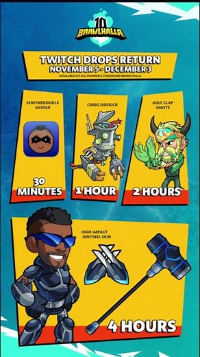 El regreso de los Twitch Drops con nuevas recompensas #brawlhalla #shorts