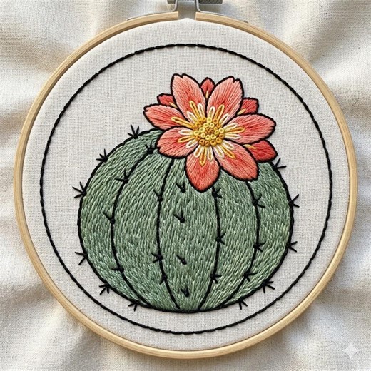 Desert Crown Cactus Hand Embroidery Design, Floral Cactus Embroidery Pattern PDF File - Etsy