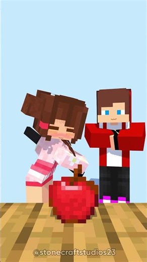 Cute Jj sister Slice Apple🍎🔪🤯 -Minecraft Short Animation #trending #shorts