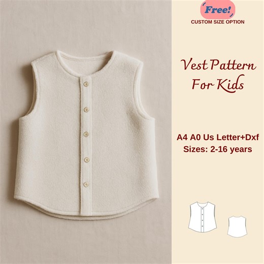 Kids Vest Sewing Pattern, Baby Vest Sewing Pattern, Vest for Girls, Vest for Boys, Linen Vest for Kids, Children Sewing Pattern, 2-16 Years - Etsy