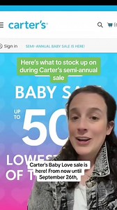 Cute clothes sales = Happy moms! 🙌 From now until September 26th, you can save up to 50% during Carter's Baby Love sale. Tap the link below to start shopping! https://www.carters.com/carters-flash-sale-1?acid=Carters_HP_babysale_lpos&clickid=SN1SxhVSnxyNUE8zH91MswszUkFUsNy1sXV-1k0&irgwc=1&cm_mmc=aff.car.us.purchase..392521...10078..deal | BabyCenter