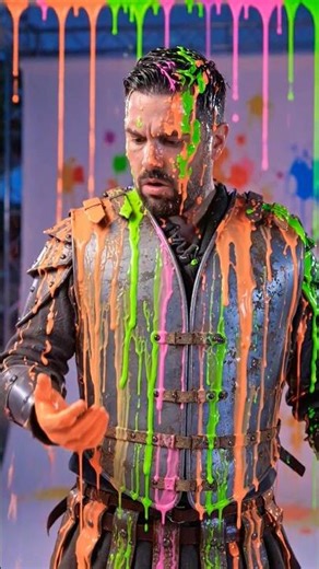 Bright neon paint splashes all over the frame. #shorts