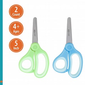 Pen Gear 5-inch Blunt-tip Kids Scissors, Ages 4-7, School Supplies, 2-pack, Blue & Green