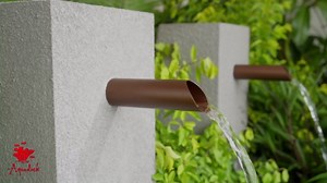 1.2 Inch 316 Stainless Steel Round Waterfall Spout Scupper, Outdoor Spillway Water Fountain Landscape Decor for Pools, Ponds, Water Walls, Overall Length 8 Inch (Matt Brown)