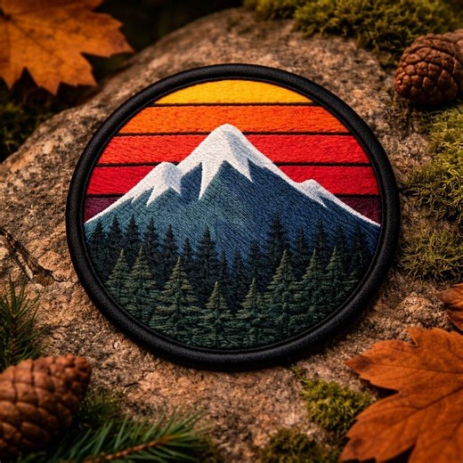 Retro Mountain Patch Embroidery Iron On, 70s Sunset Hiking Patch, Camping Outdoor Adventure Backpack Patch, Nature Forest Badge - Etsy