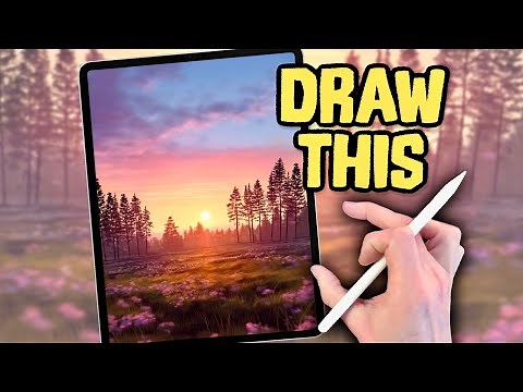 PROCREATE Tutorial, Landscape DRAWING in Easy STEPS - Spring Flower Fields