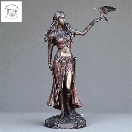 The Morrigan Statue Celtic Goddess of War Sculpture, Crow and Sword Bronze Finish Figurine, Pagan Altar Decor, Irish Mythology Gift. - Etsy