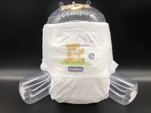 [Hot Item] Baby Care Product Fluff Pulp Pull -up Type Disposable Training Diaper Pant with Cartoon design Frontal Tape