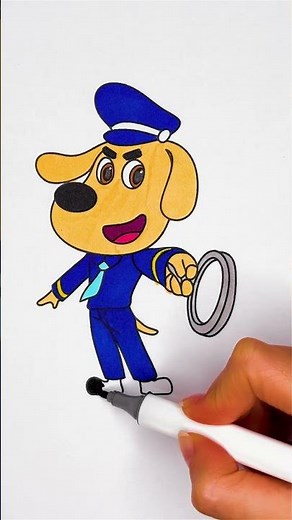🚓 Coloring Sheriff Labrador 😻 Glitter Art ✨