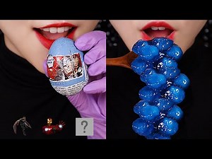 SATISFYING FOOD ASMR CANDIED MARSHMALLOW, BUBBLE JELLY, TAPIOCA BOBA, SURPRISE EGG CHOCOLATE ASMR