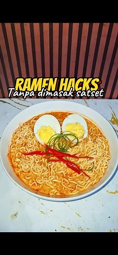 RAMEN HACKS PEDAS Bahan cream 1 butir telur rebus 1 sdt perasan lemon 5 sdm air 1 sdt gula 1/4 sdt garam 1 sdt bubuk cabe 1 sdt bubuk bwg putih Toping 1 butir telur Cabe keriting secukupnya Bawang daun secukupnya #ramenhacks #ramen #ramensimple #indomie #reseptiktok | Resep Masakan Terkini | Facebook