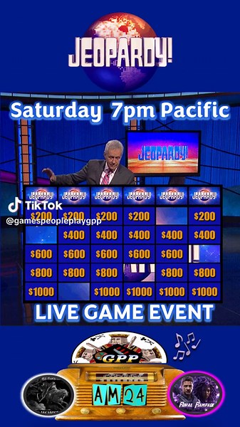 The Answer is...What is Jeopardy? LIVE Tonight 7pm Pacific 10/9 Central #games #jeopardy #gpp #fyp #trending