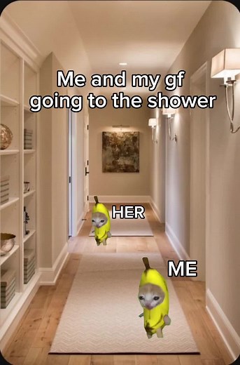 Fun Couple Showering with Cat Meme