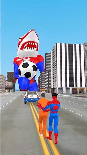 SPIDER MAN SHARK DROPS A GIANT BALL AND THE RESULT IS 😱 Spider Man Runs Away🚨