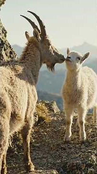 Mountain Goat Family on Dangerous Cliffs 🏔️🐐 | Amazing Wildlife Moments #mountain #goats #moments