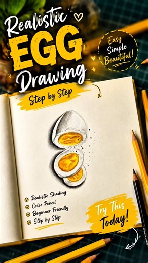 Realistic Egg Drawing 🥚✨ | Easy Step-by-Step Color Pencil Tutorial