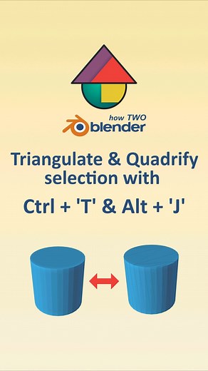 Triangulate & Quadrify - Ctrl +'J' & Alt + 'J' #blender #tutorial #beginner #b3d #shorts