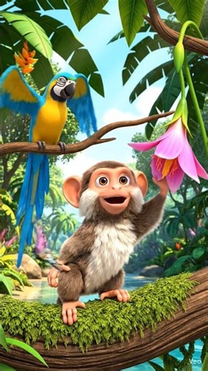 Cute 3D Monkey Cartoon 🐒 | Fun Jungle Animated Short | Kids & Family #littlemonkey #kidsfilm