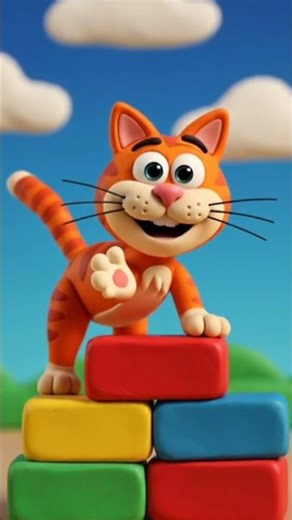 Cute and Funny Cat Cartoon Video.A baby kitten pushes a button...
