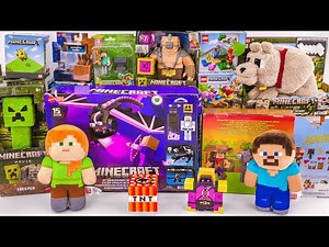 A Minecraft movie toy collection ASMR unboxing | Fireball Ghast | Alex Plush | Creeper |Ender Dragon