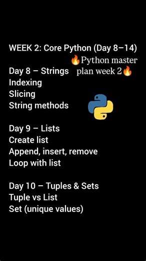 python master plan week 2 🔥 learn tamil 🔥