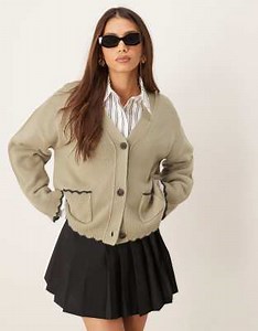 ASOS DESIGN – Brun kofta i lång modell med boxig passform och langettstygn | ASOS