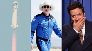 440K views · 5.1K reactions | Jeff Bezos wears a cowboy hat to space aboard a phallic-shaped rocket. | The Tonight Show Starring Jimmy Fallon | Facebook