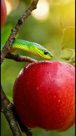 The Forbidden Fruit? Snake Can't Resist a Perfect Apple! #youtubeshorts