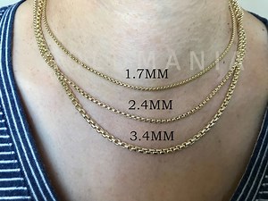 14K Yellow Gold Round Box Chain Necklace (1.7mm-3.4mm) Real Gold - Etsy