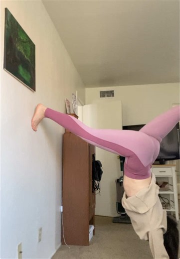 had to hop on this trend really fast. gotta accept the wobbles lol ill do it better next time I swear #split #handstand #splithandstand #gymnastics #gym #tumbling #foryoupage #fyp #foryou