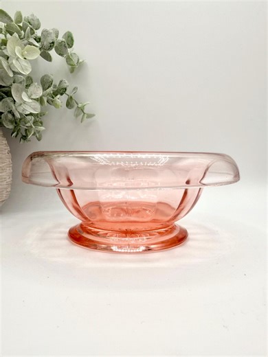 Vintage Pink Depression Glass Footed Bowl, Rolled Rim - Etsy