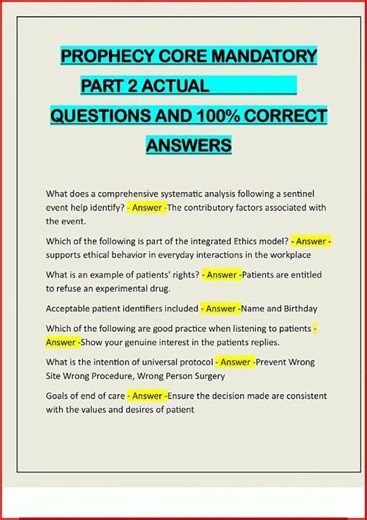 Prophecy Core Mandatory Part 2 Actual Questions And 100 Corr video
