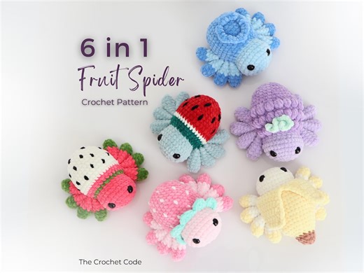 No Sew Fruit Spider Crochet Pattern Bundle, 6 in 1 Easy Amigurumi PDF, Cute Halloween Plushie, Easy Kawaii Spider Pattern, Instant Download - Etsy